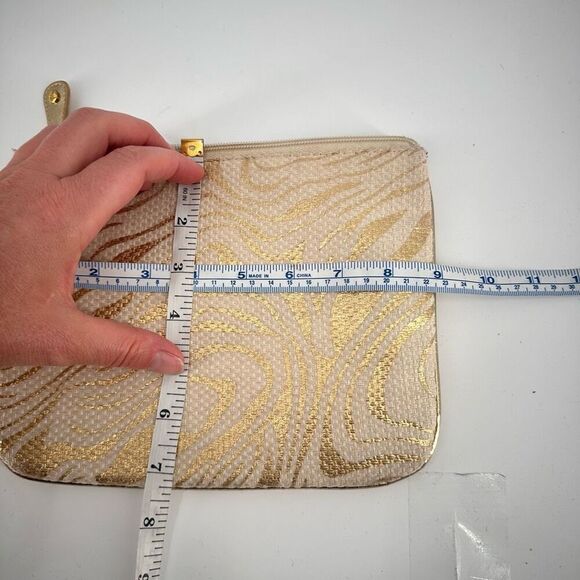 Stephanie Johnson Palm Desert Metallic Gold Cosmetic Makeup Bag zebra stripes - Picture 10 of 10